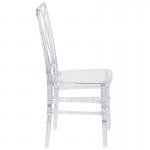 Flash Elegance Crystal Ice Stacking Chair with Designer Back