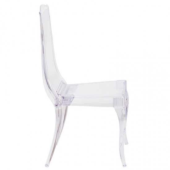 Flash Elegance Crystal Ice Stacking Chair with Full Back Vertical Line Design
