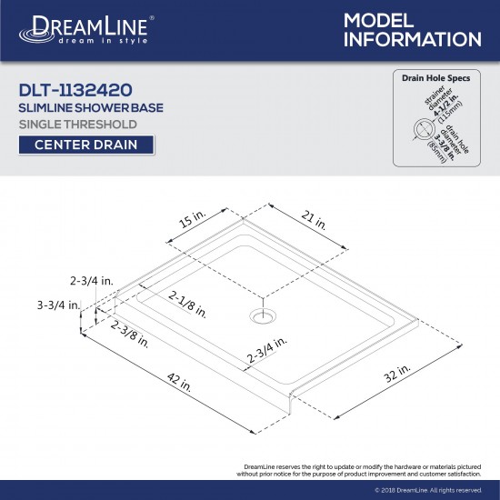 Flex 32 in. D x 42 in. W x 74 3/4 in. H Semi-Frameless Shower Door in Brushed Nickel with Center Drain Biscuit Base Kit