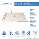 Flex 32 in. D x 42 in. W x 74 3/4 in. H Semi-Frameless Shower Door in Brushed Nickel with Center Drain Biscuit Base Kit