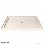 Flex 34 in. D x 42 in. W x 74 3/4 in. H Semi-Frameless Shower Door in Brushed Nickel with Center Drain Biscuit Base Kit