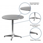 27.5'' Round Aluminum Indoor-Outdoor Table with Base