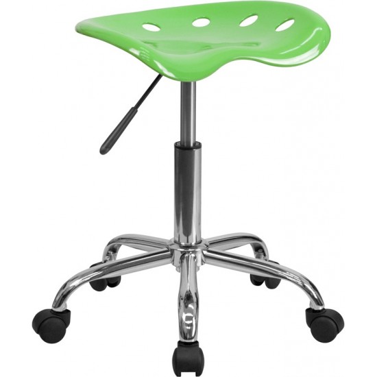 Vibrant Apple Green Tractor Seat and Chrome Stool