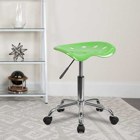 Vibrant Apple Green Tractor Seat and Chrome Stool