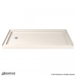 Flex 30 in. D x 60 in. W x 74 3/4 in. H Semi-Frameless Shower Door in Brushed Nickel with Left Drain Biscuit Base Kit