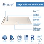Flex 30 in. D x 60 in. W x 74 3/4 in. H Semi-Frameless Shower Door in Brushed Nickel with Left Drain Biscuit Base Kit