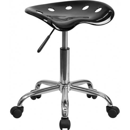 Vibrant Black Tractor Seat and Chrome Stool