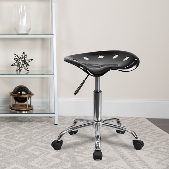 Vibrant Black Tractor Seat and Chrome Stool