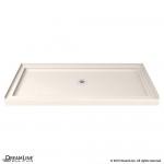 Flex 32 in. D x 60 in. W x 74 3/4 in. H Semi-Frameless Shower Door in Brushed Nickel with Center Drain Biscuit Base Kit