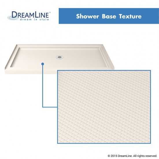 Flex 32 in. D x 60 in. W x 74 3/4 in. H Semi-Frameless Shower Door in Brushed Nickel with Center Drain Biscuit Base Kit