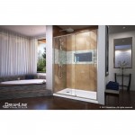 Flex 32 in. D x 60 in. W x 74 3/4 in. H Semi-Frameless Shower Door in Brushed Nickel with Left Drain White Base Kit