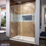 Flex 32 in. D x 60 in. W x 74 3/4 in. H Semi-Frameless Shower Door in Brushed Nickel with Left Drain Biscuit Base Kit