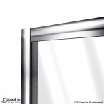 Flex 34 in. D x 60 in. W x 74 3/4 in. H Semi-Frameless Shower Door in Brushed Nickel with Center Drain White Base Kit