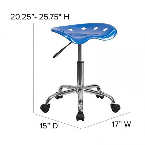 Vibrant Bright Blue Tractor Seat and Chrome Stool