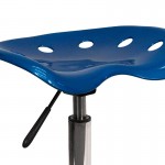 Vibrant Bright Blue Tractor Seat and Chrome Stool