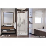 Flex 32 in. D x 32 in. W x 76 3/4 in. H Semi-Frameless Shower Door in Chrome with White Base and Backwalls