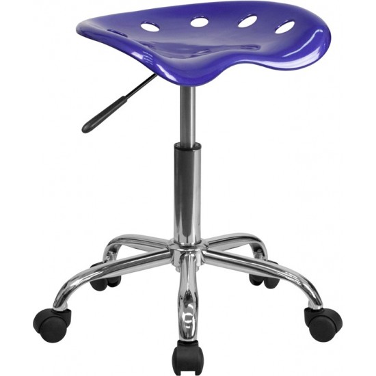 Vibrant Deep Blue Tractor Seat and Chrome Stool