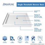 Flex 32 in. D x 32 in. W x 76 3/4 in. H Semi-Frameless Shower Door in Chrome with White Base and Backwalls