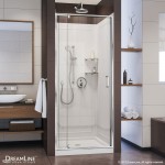 Flex 36 in. D x 36 in. W x 76 3/4 in. H Semi-Frameless Shower Door in Chrome with White Base and Backwalls