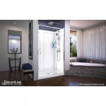 Flex 36 in. D x 48 in. W x 76 3/4 in. H Semi-Frameless Shower Door in Chrome with Center Drain White Base and Backwalls