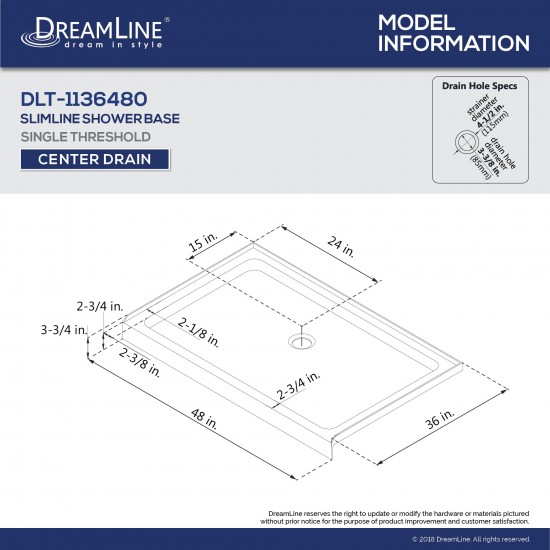 Flex 36 in. D x 48 in. W x 76 3/4 in. H Semi-Frameless Shower Door in Chrome with Center Drain White Base and Backwalls