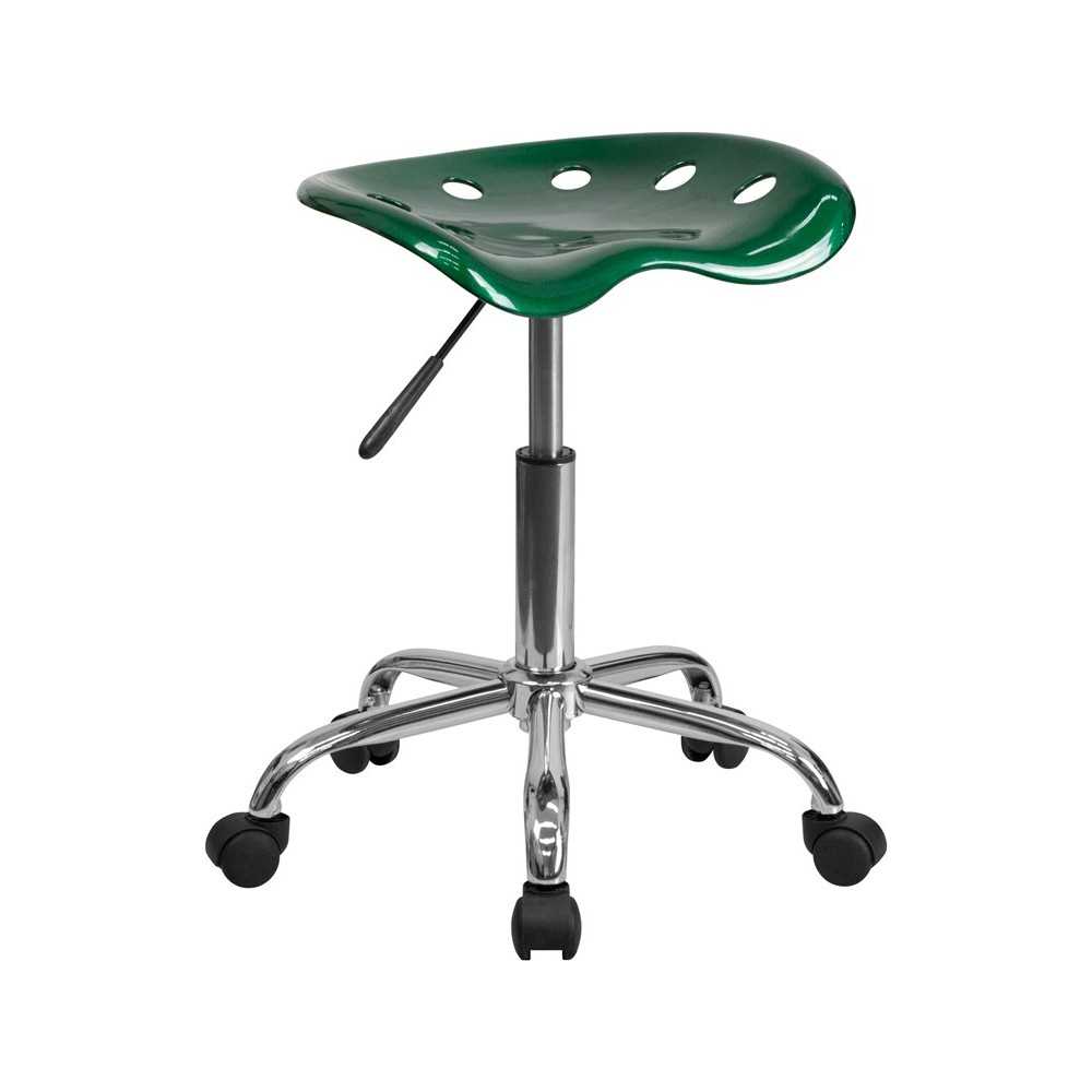 Vibrant Green Tractor Seat and Chrome Stool