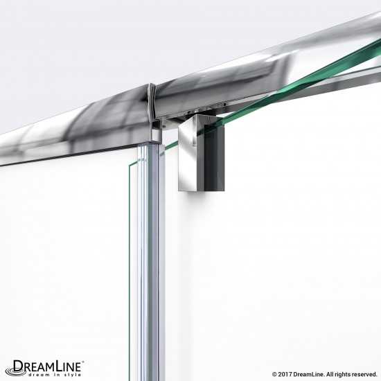 Flex 36 in. D x 60 in. W x 76 3/4 in. H Semi-Frameless Shower Door in Chrome with Right Drain White Base and Backwalls