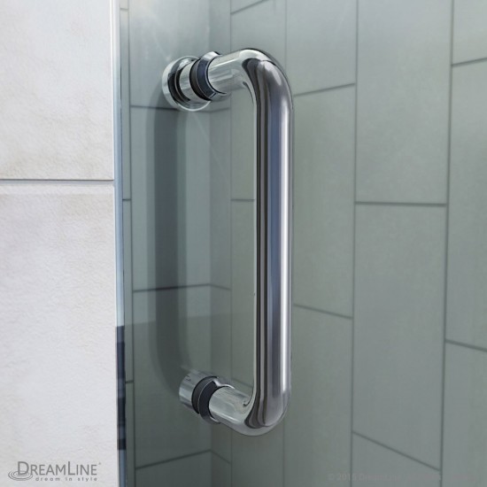 Flex 36 in. D x 60 in. W x 76 3/4 in. H Semi-Frameless Shower Door in Chrome with Right Drain White Base and Backwalls