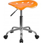 Vibrant Orange Tractor Seat and Chrome Stool