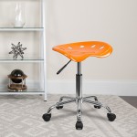 Vibrant Orange Tractor Seat and Chrome Stool