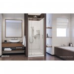 Flex 36 in. D x 36 in. W x 76 3/4 in. H Semi-Frameless Shower Door in Brushed Nickel with White Base and Backwalls