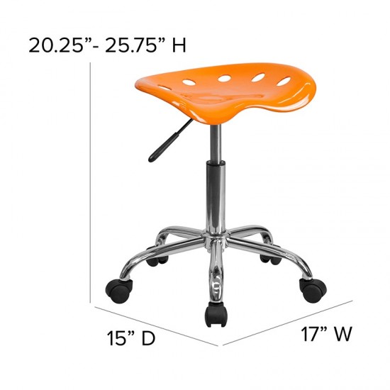 Vibrant Orange Tractor Seat and Chrome Stool