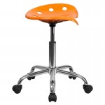 Vibrant Orange Tractor Seat and Chrome Stool