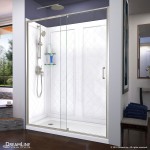 Flex 30 in. D x 60 in. W x 76 3/4 in. H Semi-Frameless Shower Door in Brushed Nickel with Left Drain Base and Backwalls