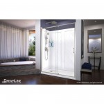 Flex 30 in. D x 60 in. W x 76 3/4 in. H Semi-Frameless Shower Door in Brushed Nickel with Left Drain Base and Backwalls