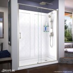 Flex 30 in. D x 60 in. W x 76 3/4 in. H Semi-Frameless Shower Door in Brushed Nickel with Right Drain Base and Backwalls