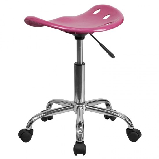 Vibrant Pink Tractor Seat and Chrome Stool