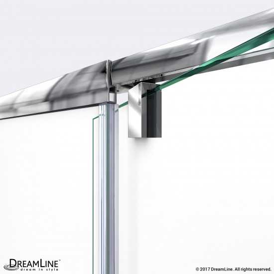 Flex 36 in. D x 60 in. W x 76 3/4 in. H Semi-Frameless Shower Door in Brushed Nickel with Center Drain Base, Backwalls