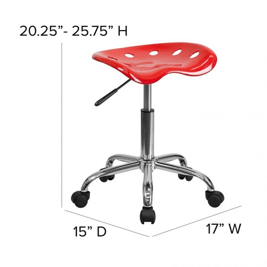 Vibrant Red Tractor Seat and Chrome Stool