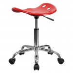 Vibrant Red Tractor Seat and Chrome Stool