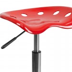 Vibrant Red Tractor Seat and Chrome Stool