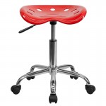 Vibrant Red Tractor Seat and Chrome Stool