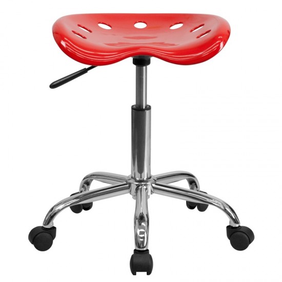 Vibrant Red Tractor Seat and Chrome Stool