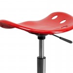 Vibrant Red Tractor Seat and Chrome Stool