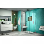 Unidoor Plus 37 1/2 in. W x 34 3/8 in. D x 72 in. H Frameless Hinged Shower Enclosure in Chrome