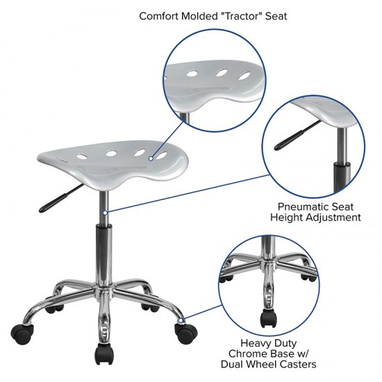 Vibrant Silver Tractor Seat and Chrome Stool