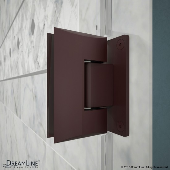 Unidoor Plus 37 1/2 in. W x 34 3/8 in. D x 72 in. H Frameless Hinged Shower Enclosure in Oil Rubbed Bronze