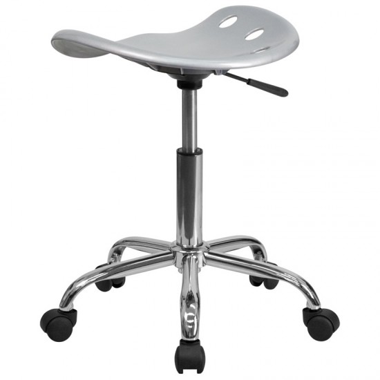 Vibrant Silver Tractor Seat and Chrome Stool