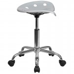 Vibrant Silver Tractor Seat and Chrome Stool