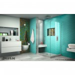Unidoor Plus 40 1/2 in. W x 30 3/8 in. D x 72 in. H Frameless Hinged Shower Enclosure in Brushed Nickel